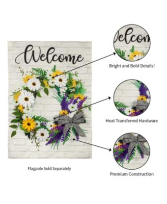 Daisy Wreath Garden Burlap Flag 12.5 x 18 Inches Indoor Outdoor Decor