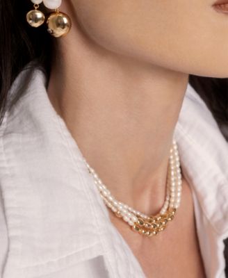 Freshwater Pearl Polished Pebble Beaded Necklace