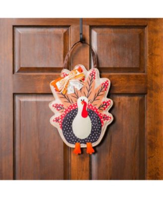 Turkey Burlap Door Decor, 13.30x17.50"H