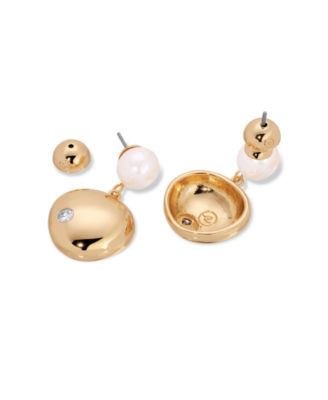 Pebble and Freshwater Pearl Dangle Earrings