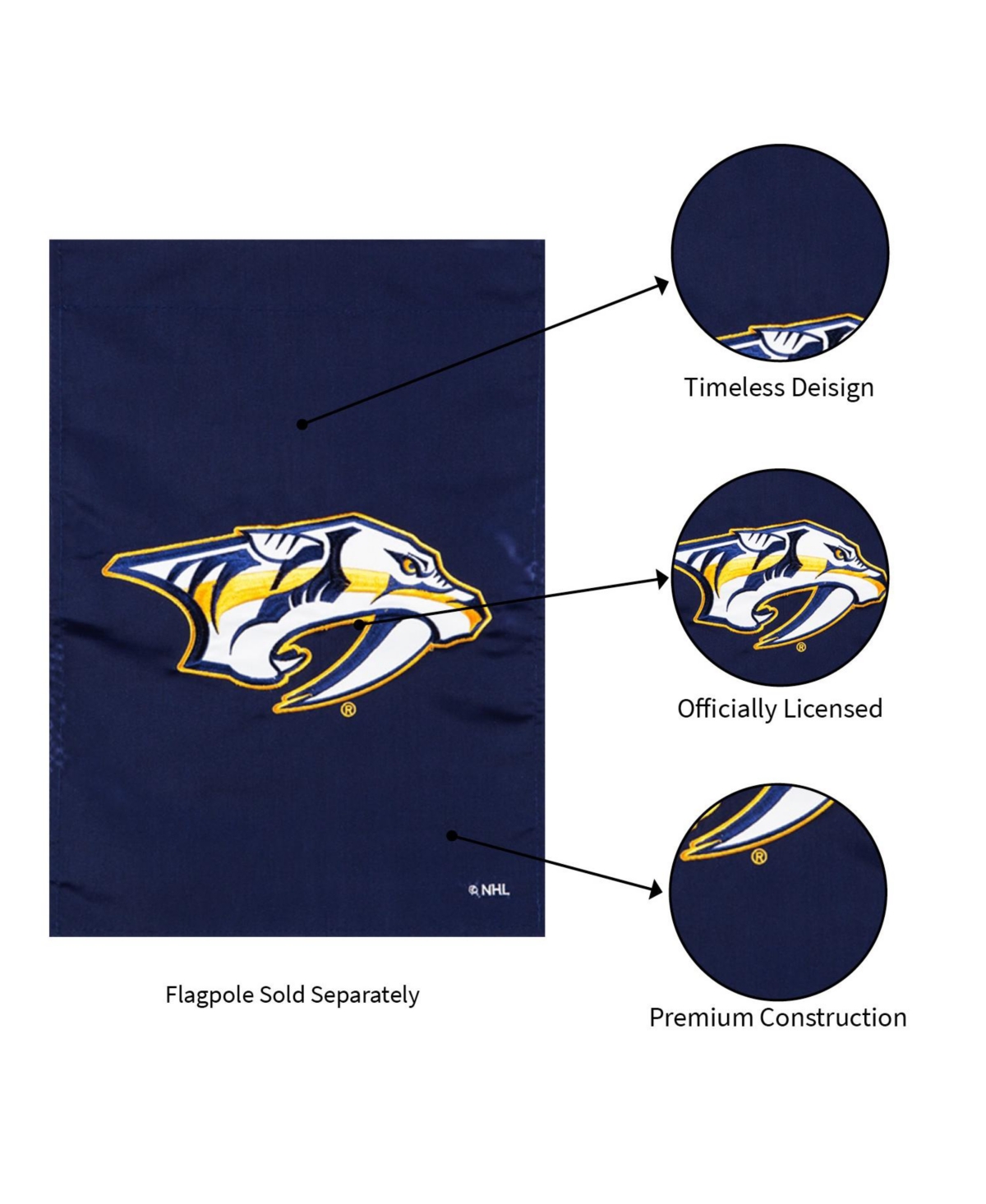 Evergreen Nhl Nashville Predators Garden Applique Flag Indoor Outdoor Decor