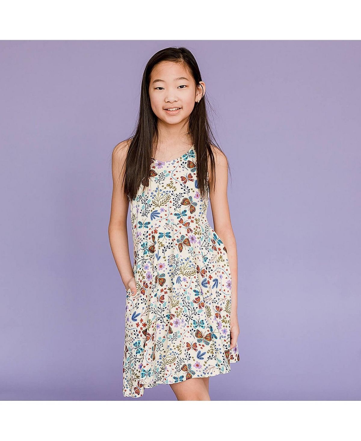 Mightly Toddler Girls Fair Trade Organic Cotton Print Sleeveless Twirl Dress