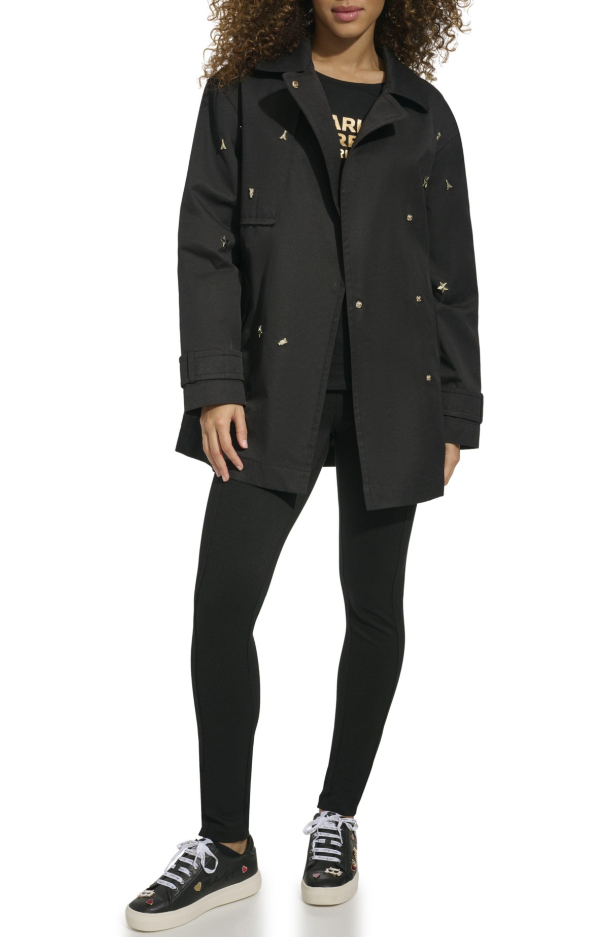 Karl Lagerfeld Embellished Short Trench Coat