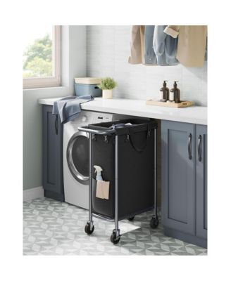 Laundry Basket with Wheels, Rolling Laundry Hamper, emovable Liner, Steel Frame with Handle, Blanket Storage