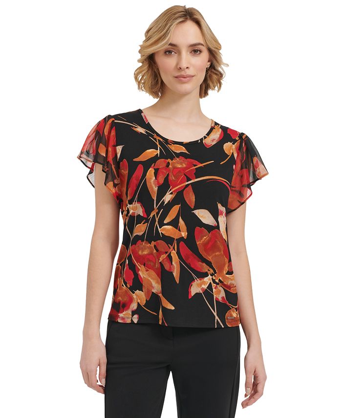 Calvin Klein Women's Short Sleeve Printed Top - Macy's