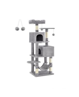 Cat Tree Tower With Hammock, Basket, Scratching Posts, Cat Caves, Plush Perches, Cat Activity Center