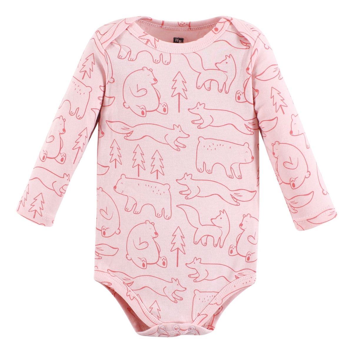 Hudson Baby Baby Girls Cotton Long-Sleeve Bodysuits Camping Animals, 5-Pack