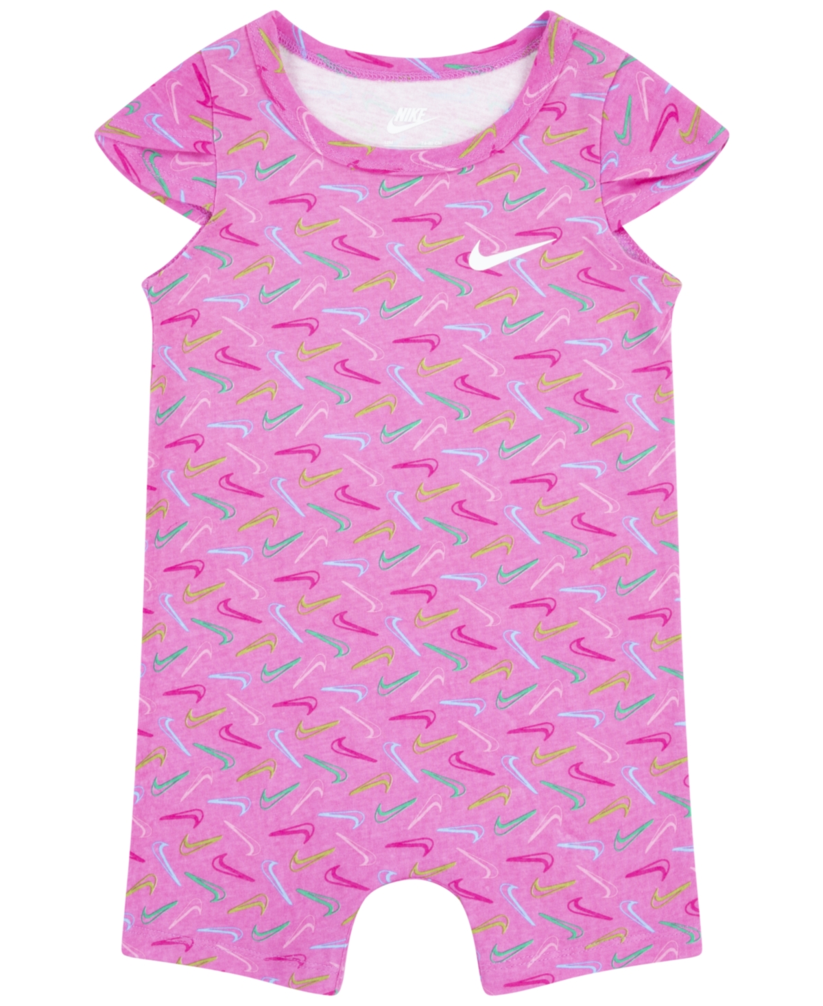 Shop Nike Infant Girls Swoosh Logo Romper In Playful Pink