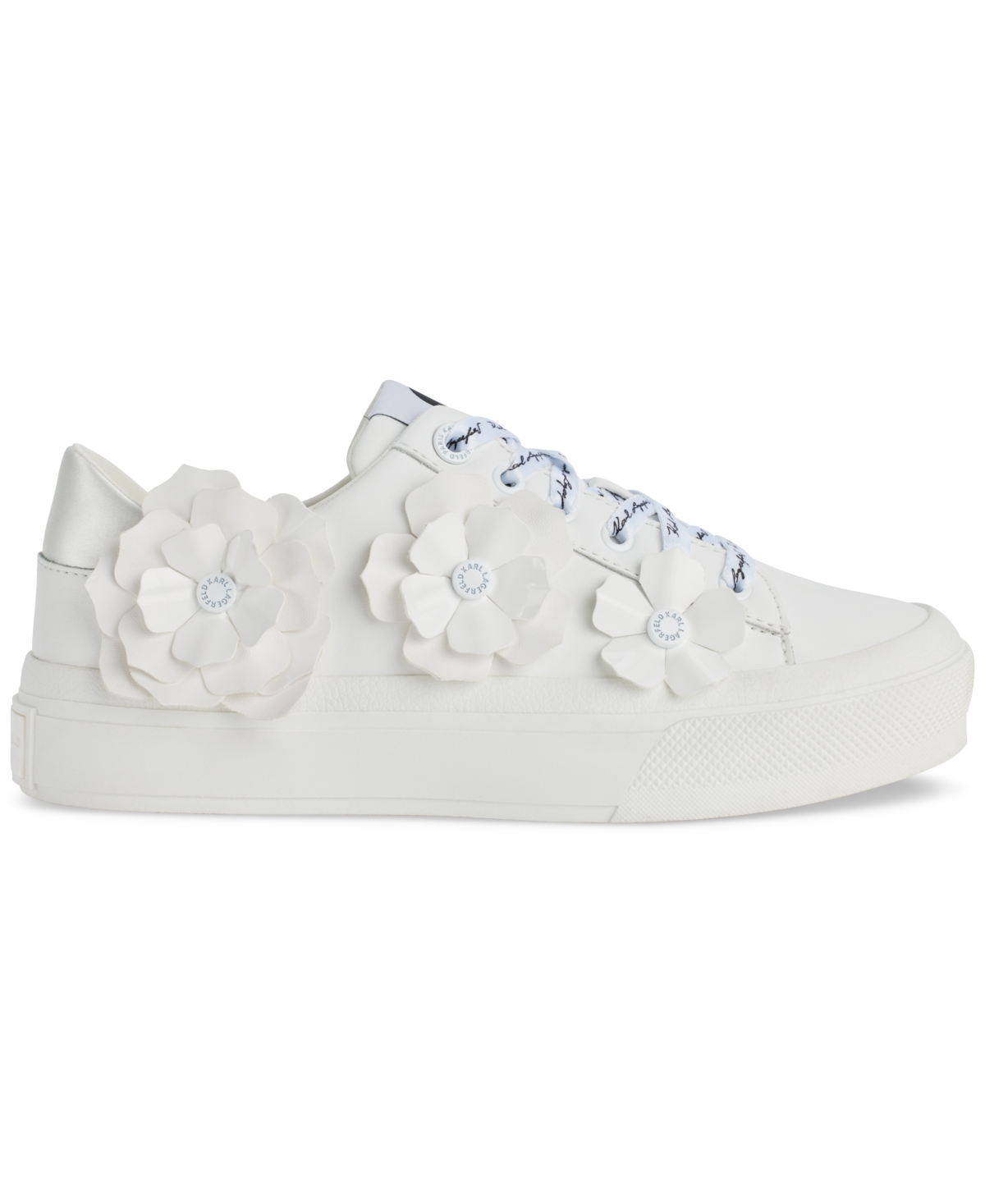Karl Lagerfeld Georgia Womens Leather Lace-up Casual And Fashion Sneakers In Bright White