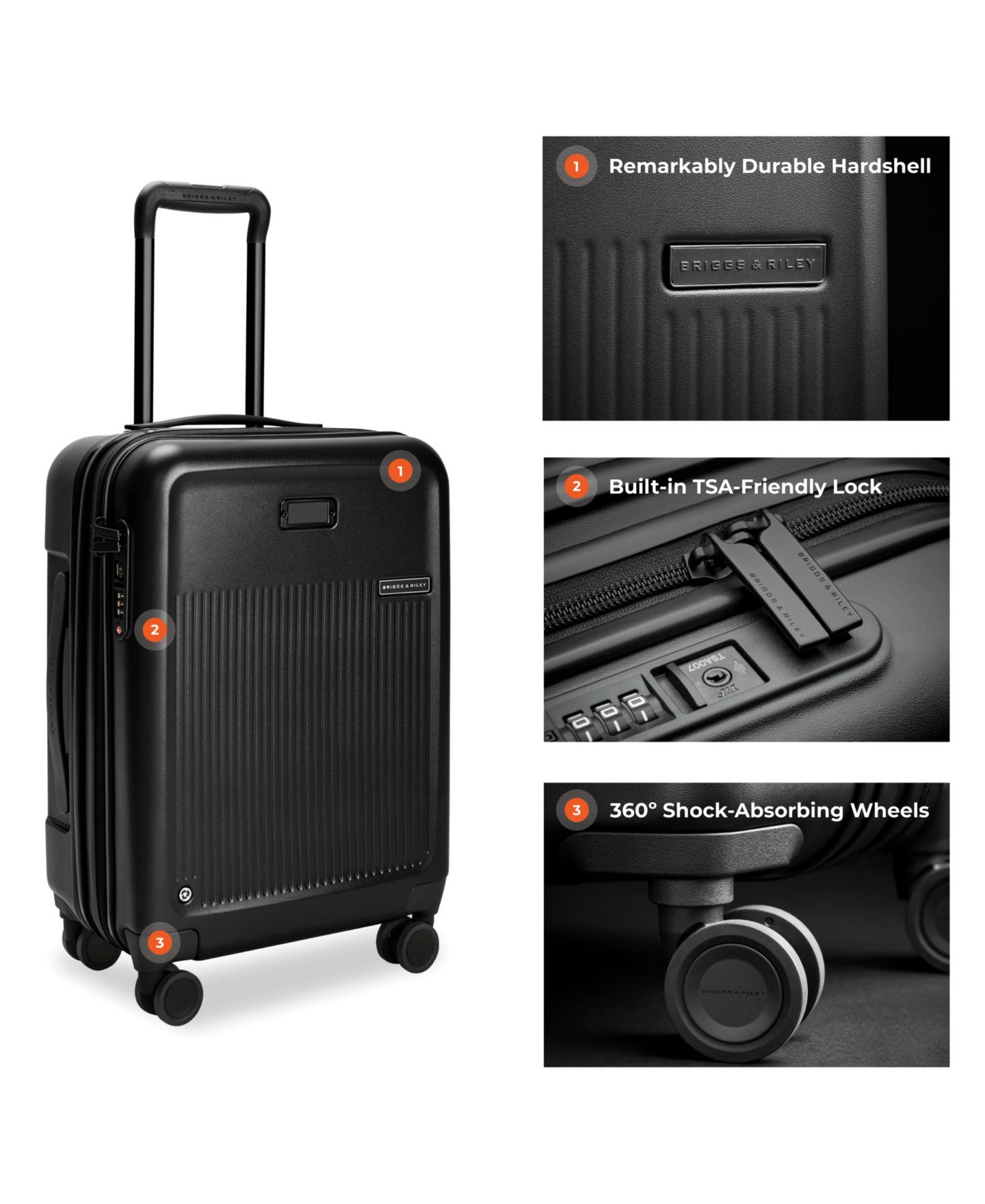 Чемодан Briggs & Riley Sympatico 3.0 Global Carry-On Expandable Spinner, цвет: Чёрный — фото 4