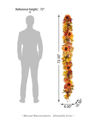 6ft Fall Sunflower, Maple Leaf and Berry Garland