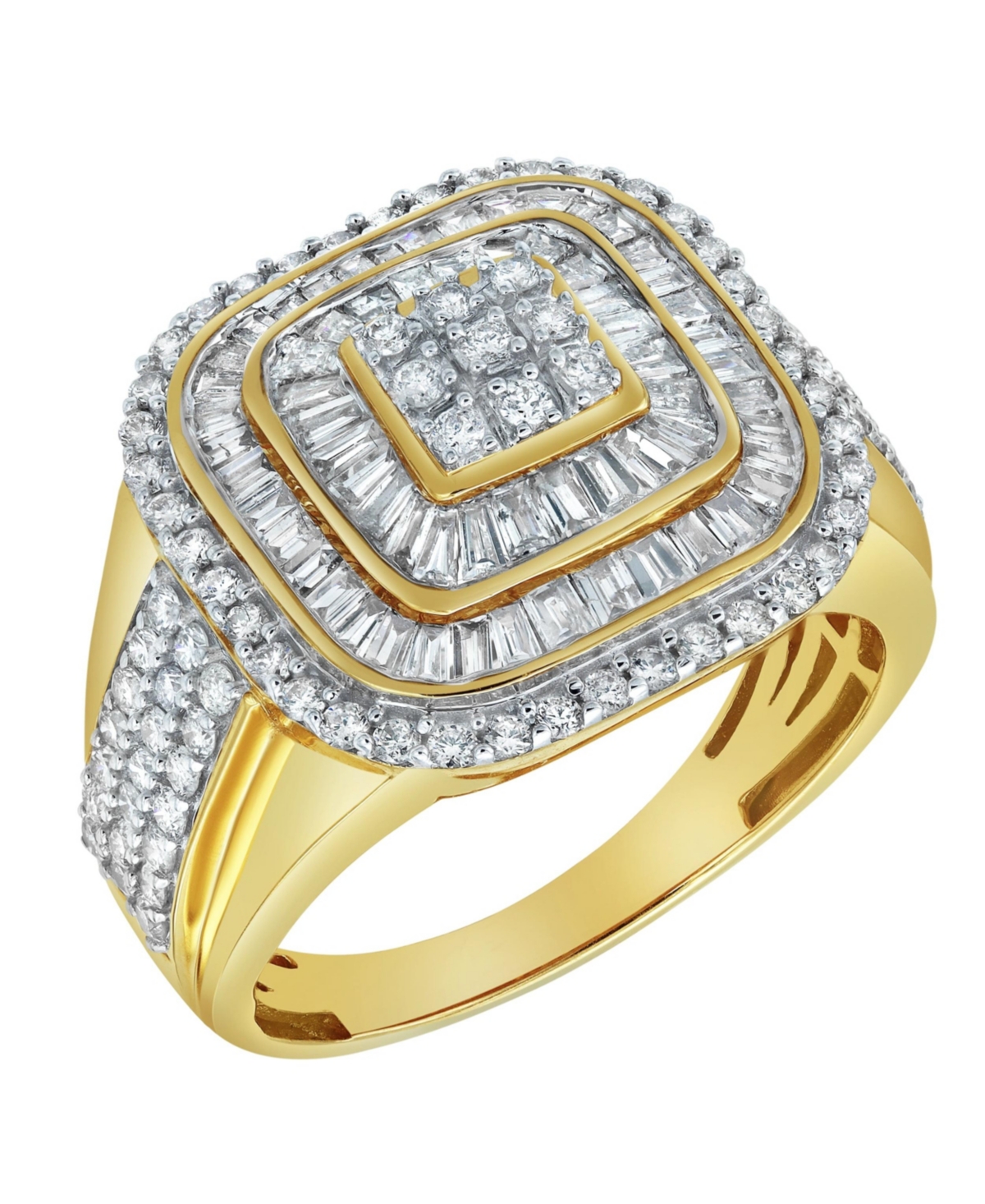 Street King Natural Certified Diamond 1.91 cttw Tapered Baguette Cut 14k Yellow Gold Statement Ring for Men - Yellow