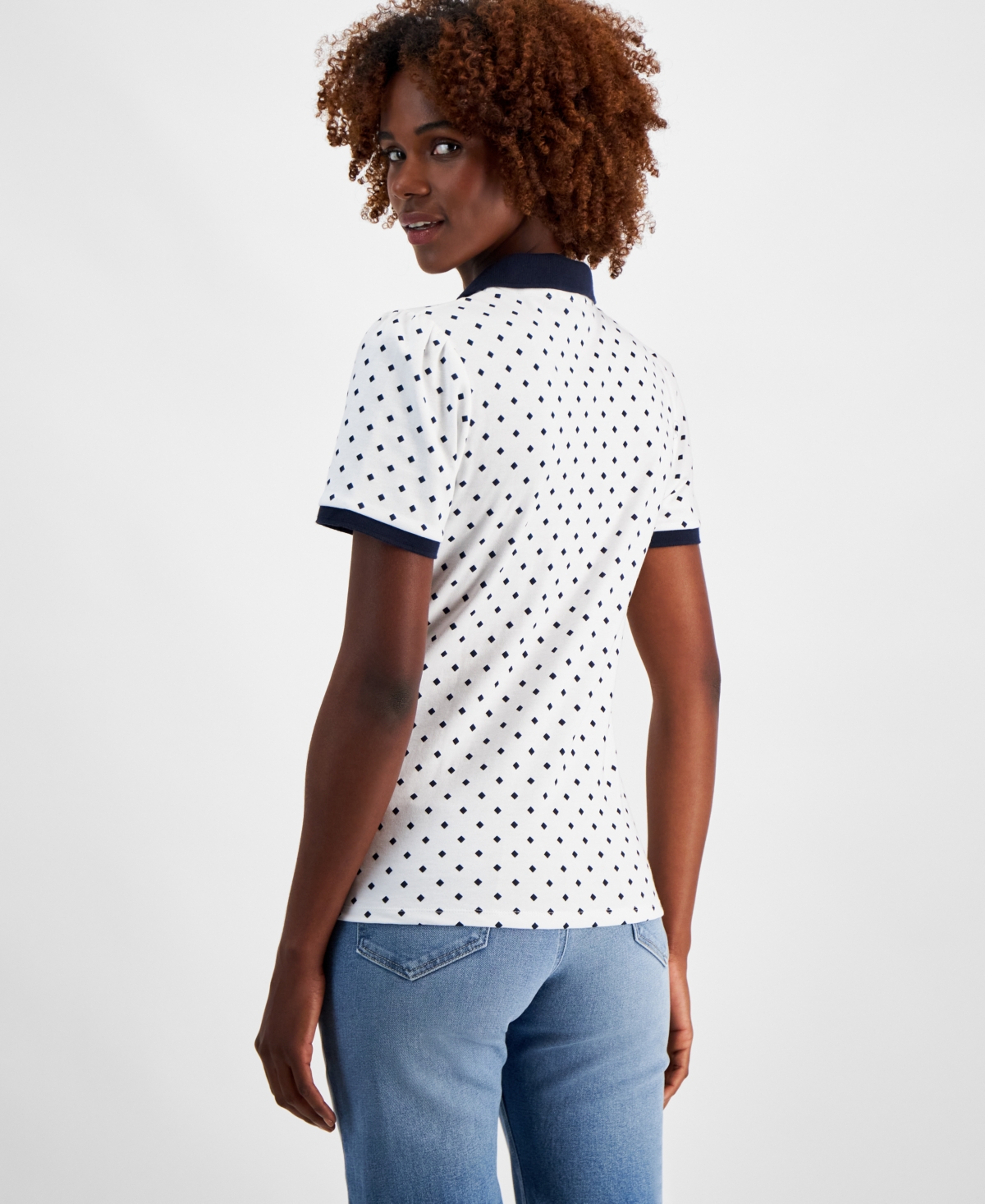 Tommy Hilfiger Women's Cotton Printed Puff-Sleeve Polo