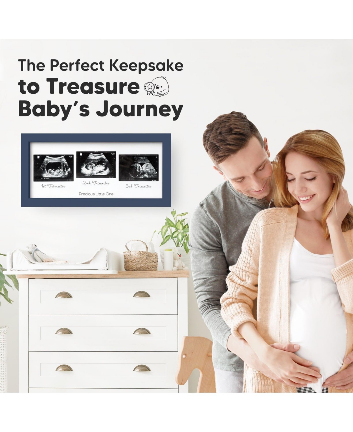 KeaBabies Trio Baby Sonogram Picture Frame, Baby Ultrasound Picture Frames for Baby Nursery, Mom to Be Gifts