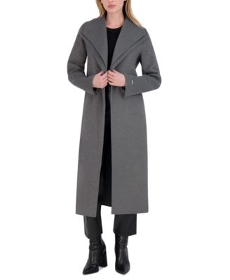 Women's Belted Wing-Collar Wrap Coat