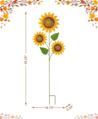 48.25"H Fall Metal Sunflowers Yard Stake