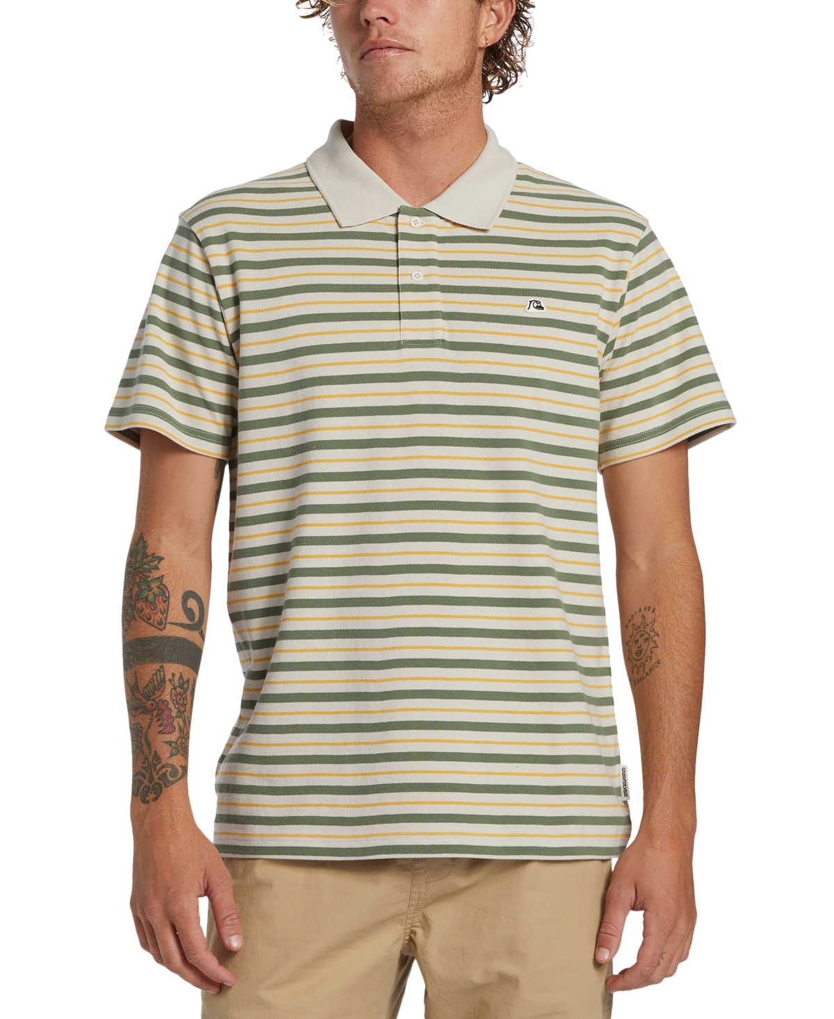 Men's Dna Cotton Mixed-Stripe Polo Shirt - Silver Birch