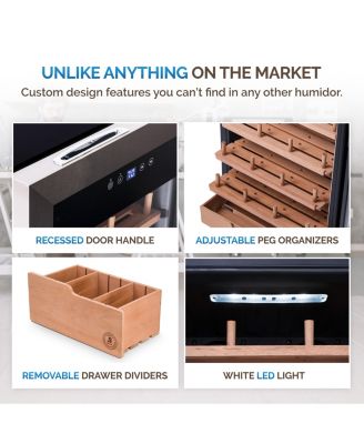 x Boveda 500-Count Electric Humidor – Stainless Steel, Temp Control, Spanish Cedar Shelves, Built-In Humidity System for Cigars