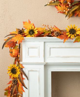 6ft Fall Maple Leaf and Sunflower Garland