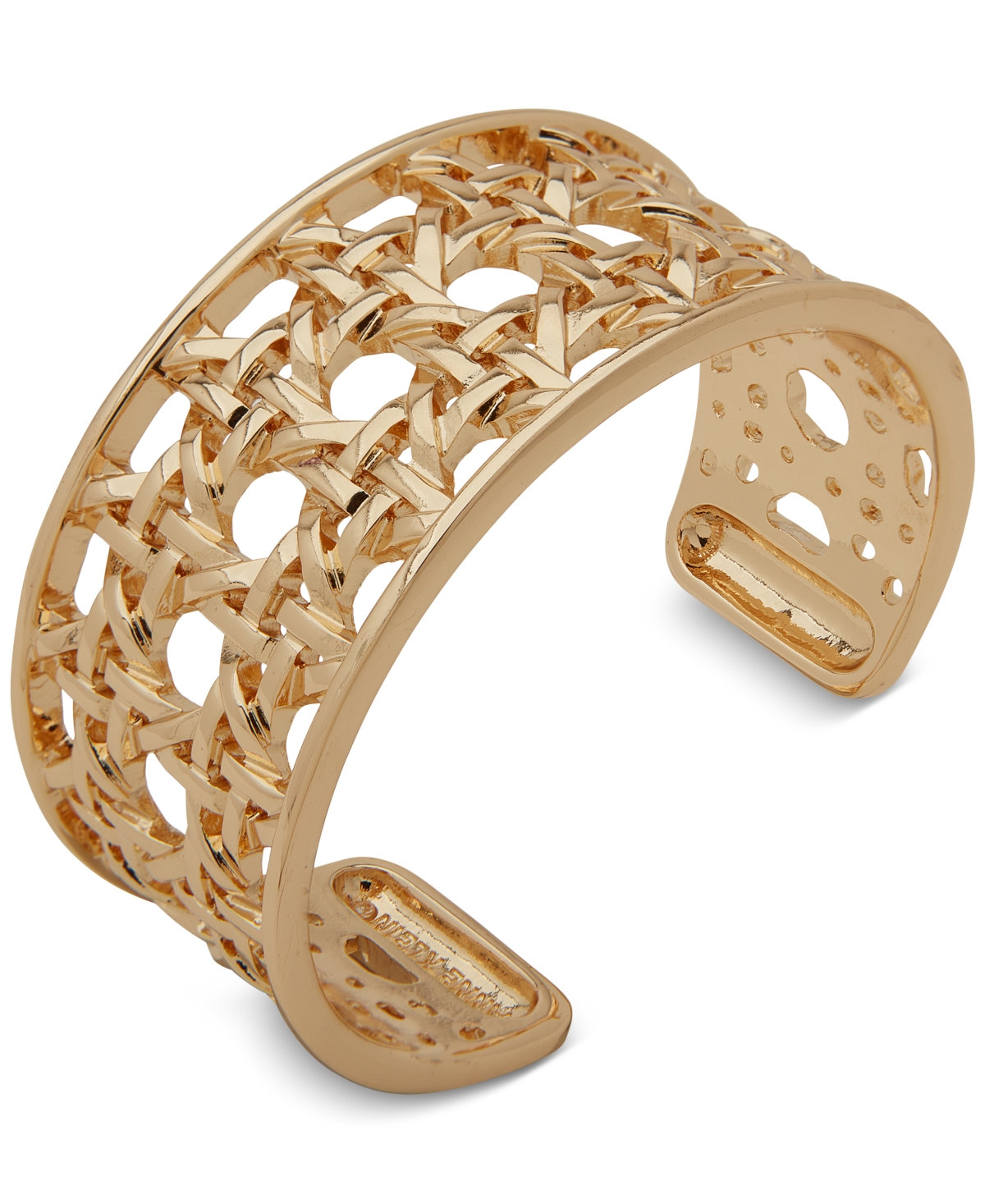 Gold-Tone Lattice Textured Cuff Bracelet - Gold