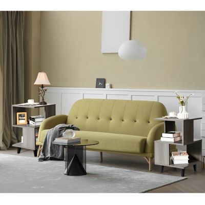 2 Pieces Wooden Modern Nightstand Set with Solid Wood Legs for Living Room