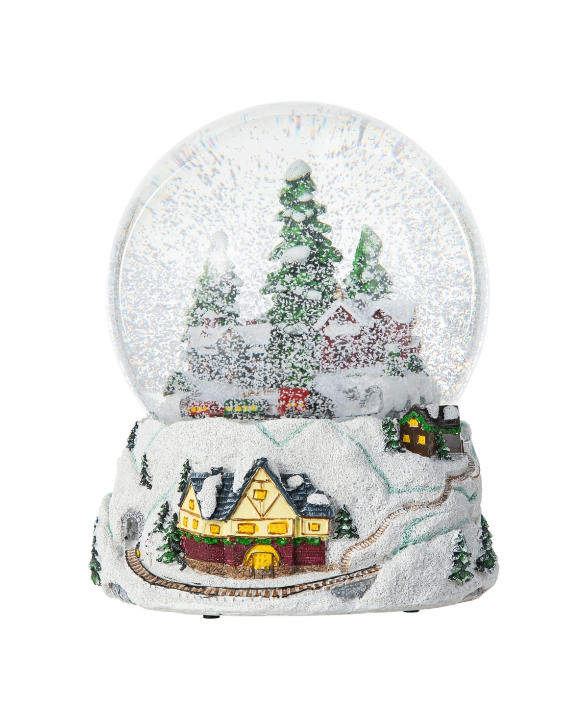 Glitzhome 150mm Christmas Oversized Resin Lighted Musical Snowflakes Village Waterglobe In Multi