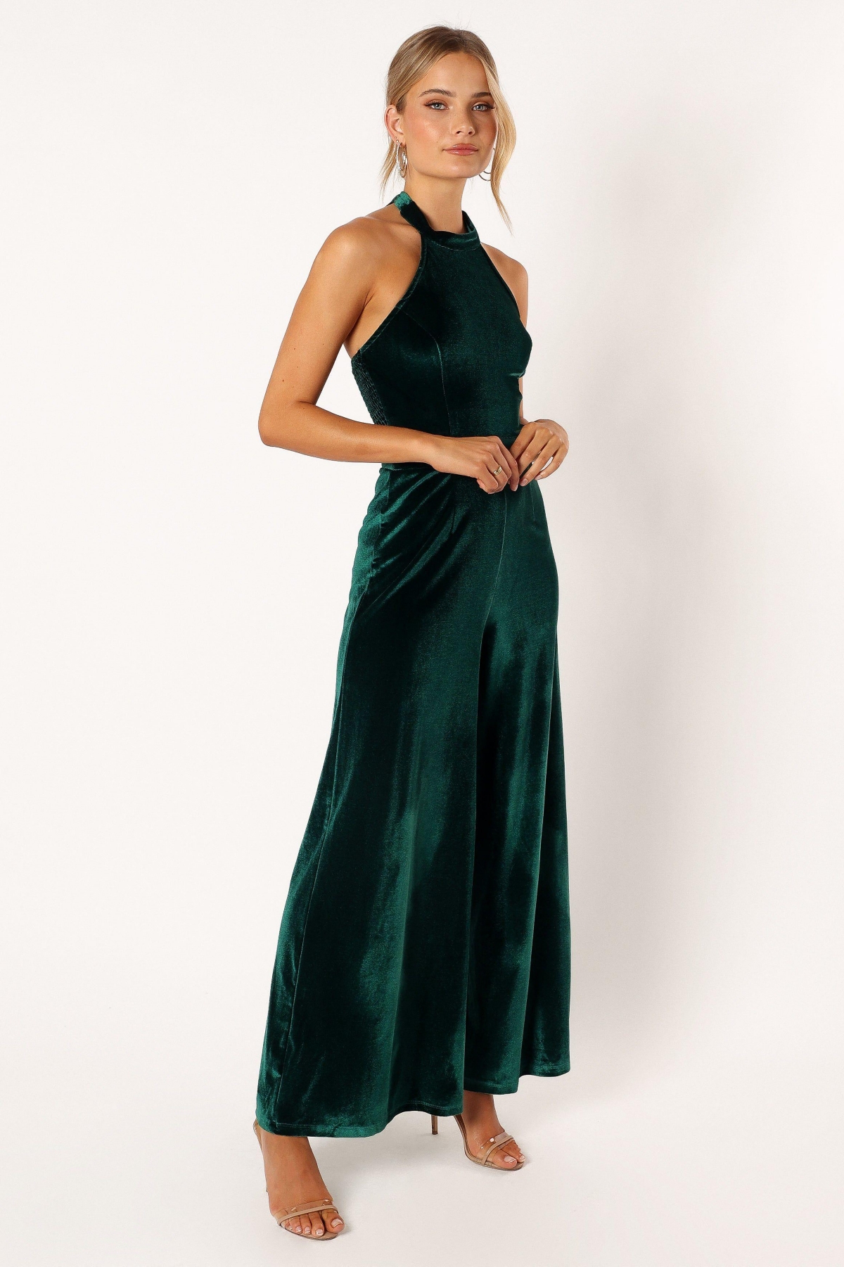 Women's Aria Velvet Jumpsuit -- Emerald