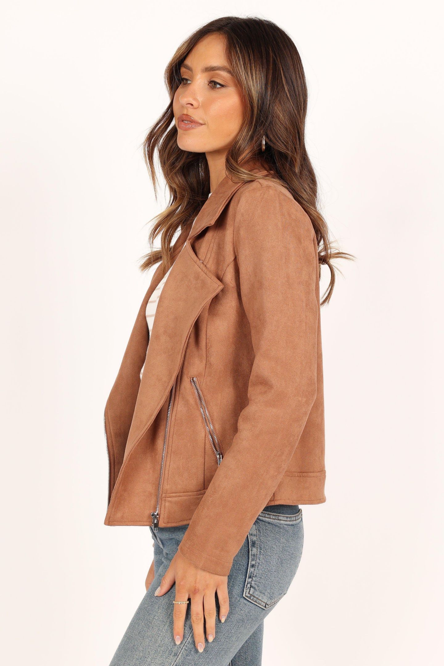 Женская куртка Petal and Pup Spencer Faux Suede Moto, цвет: Рыжевато-коричневый — фото 6