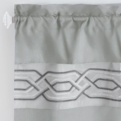 Pacifico Complete 3 Piece Rod Pocket Embroidered Tier & Valance Kitchen Curtain Set