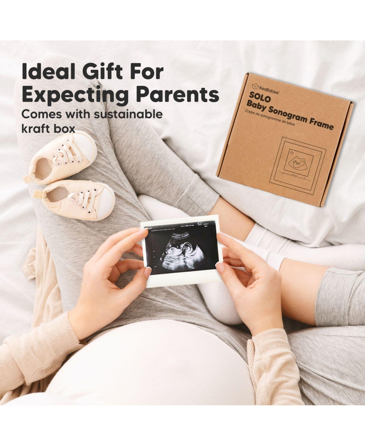 KeaBabies Solo Baby Sonogram Picture Frame, Modern Ultrasound Picture Frames, Pregnancy Announcements Sonogram Frame