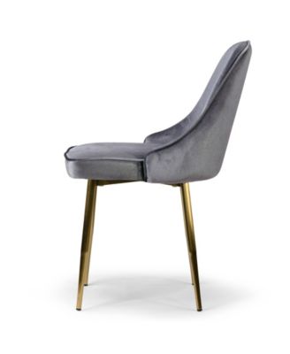 34" Alpha Velvet Fabric, Steel Dining Chair, Set of 2