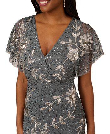 Adrianna Papell Women's Embellished Chiffon Capelet Dress Wine Size 22W main image 1