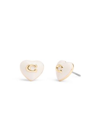 White Enameled Heart Earrings (pair) factory