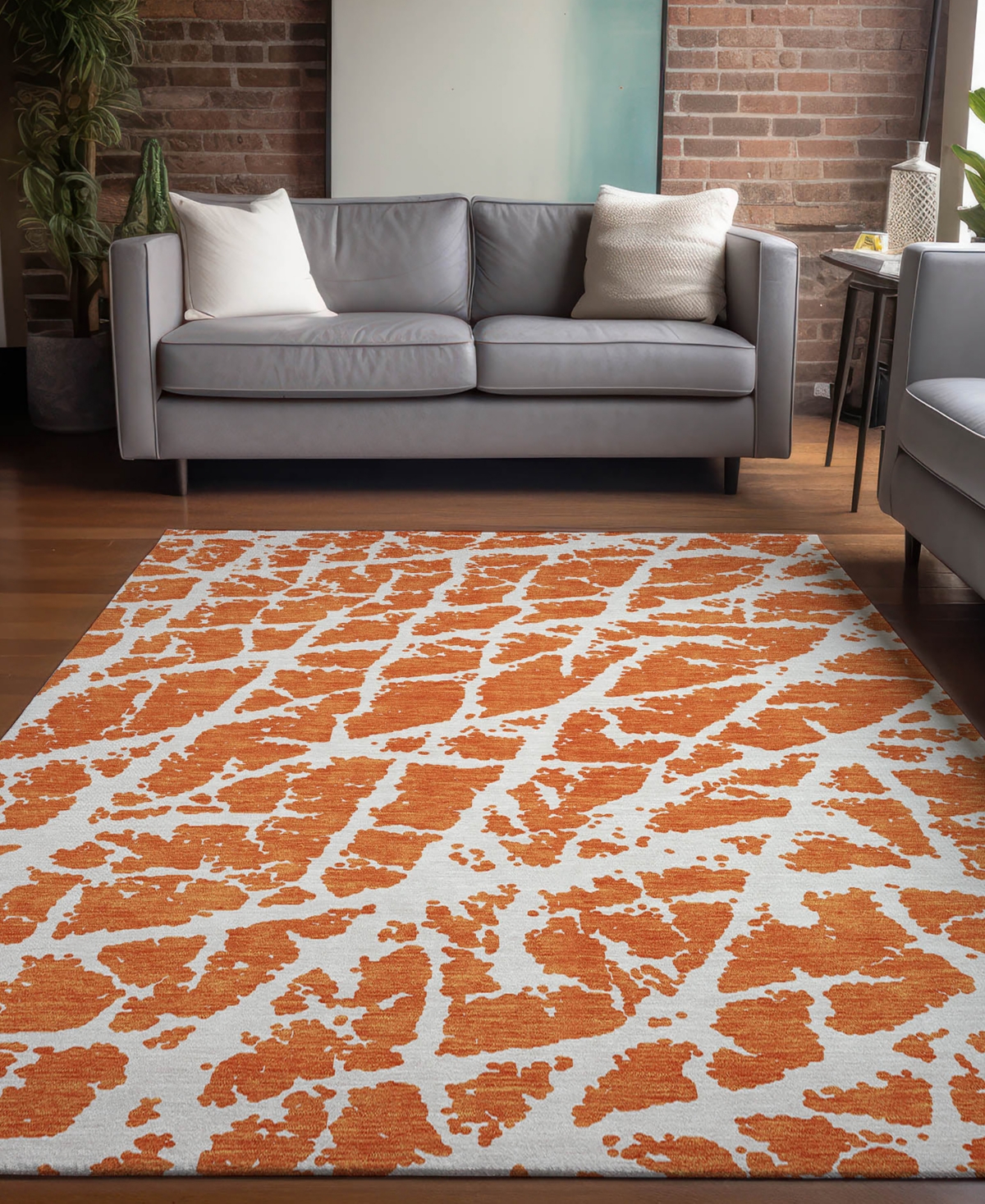 Addison Chantille Machine Washable Acn501 8'x10' Area Rug In Orange