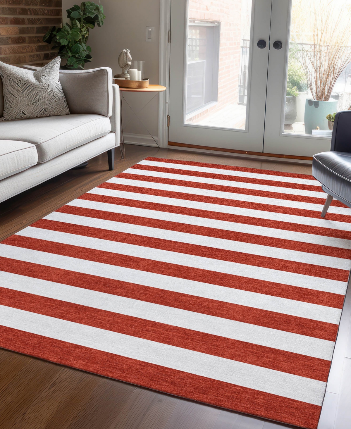 Addison Chantille Machine Washable Acn528 5'x7'6 Area Rug In Red
