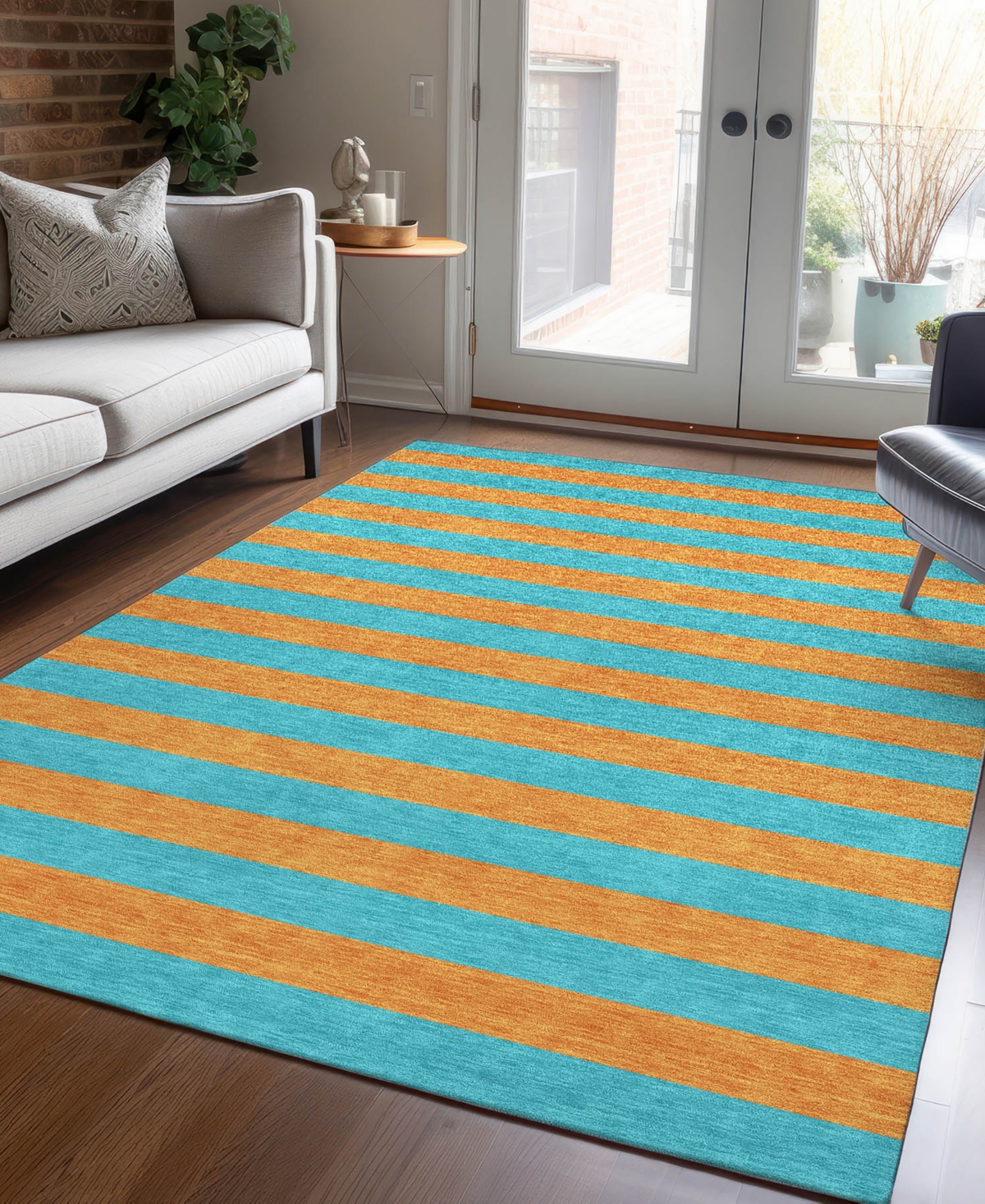 Addison Chantille Machine Washable Acn530 5'x7'6 Area Rug In Aqua