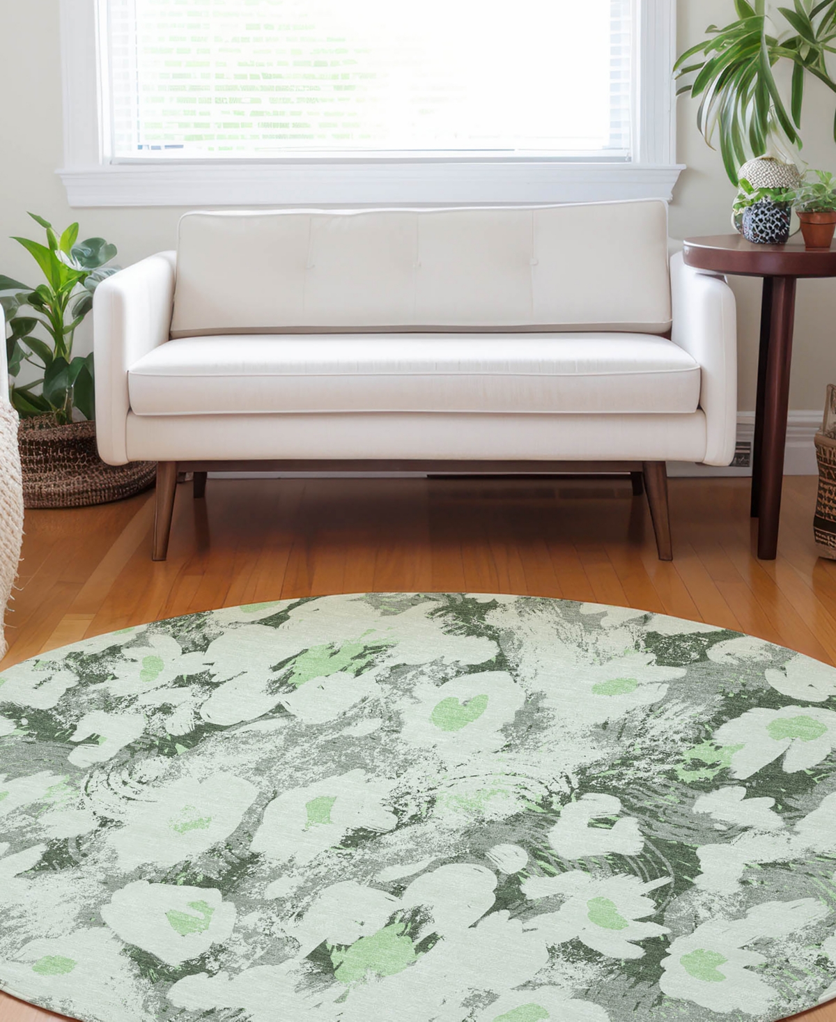 Shop Addison Chantille Machine Washable Acn538 8'x8' Round Area Rug In Lime