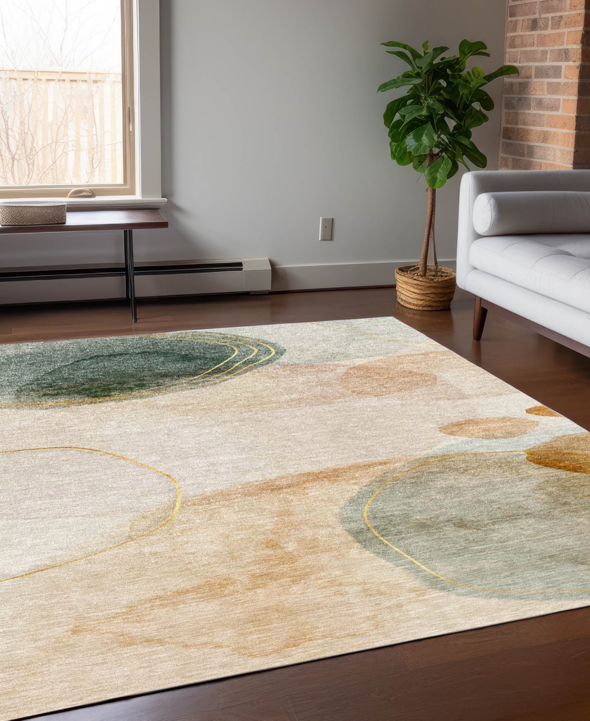 Addison Chantille Machine Washable Acn545 3'x5' Area Rug In Beige