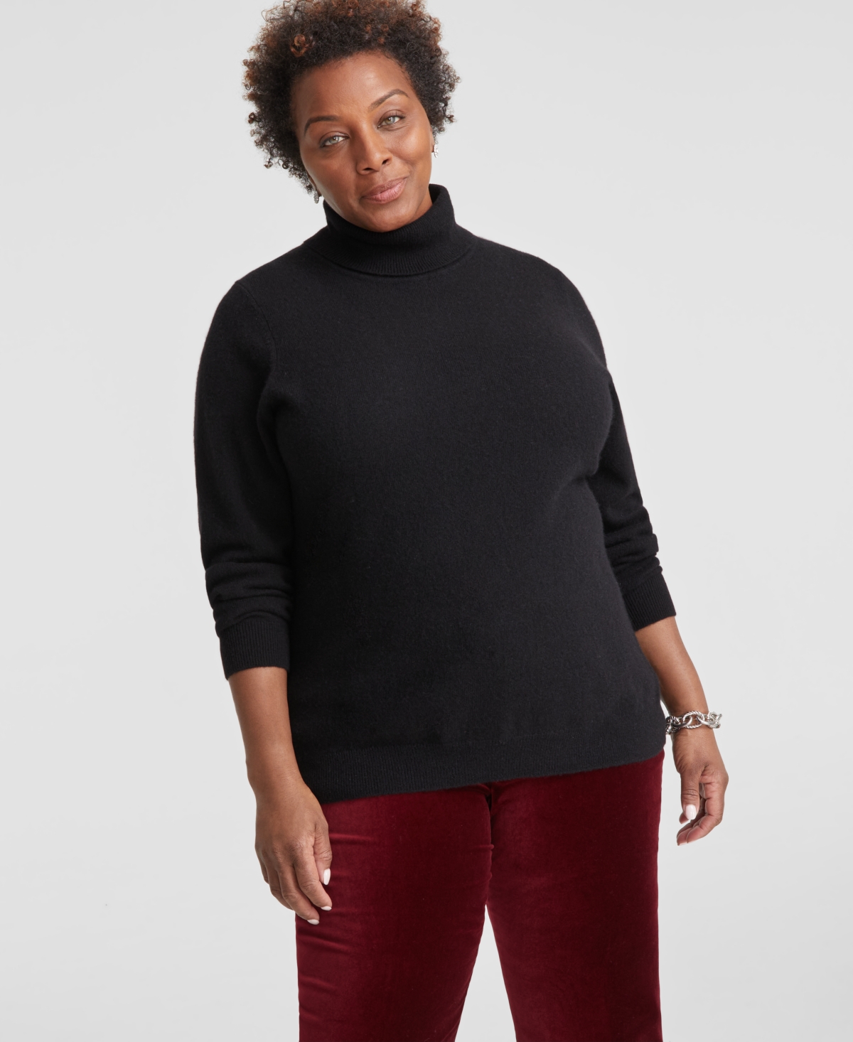 Plus size cashmere turtleneck top