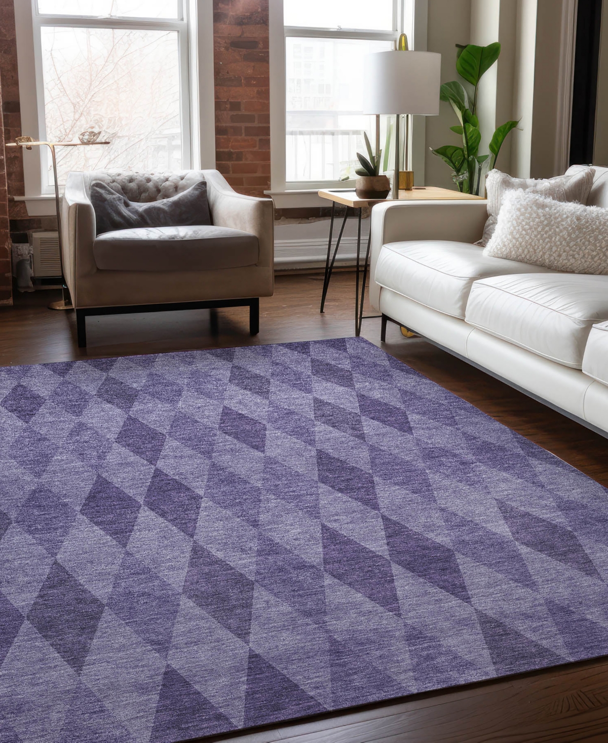 Addison Chantille Machine Washable Acn561 9'x12' Area Rug In Purple