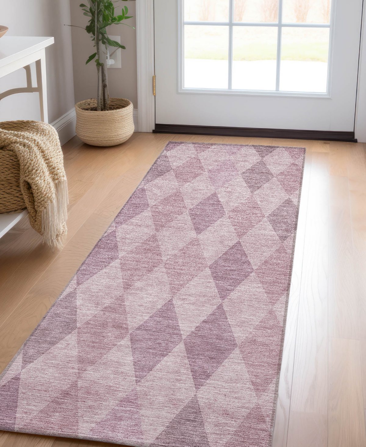 Addison Chantille Machine Washable Acn561 2'3x7'6 Runner Area Rug In Rose