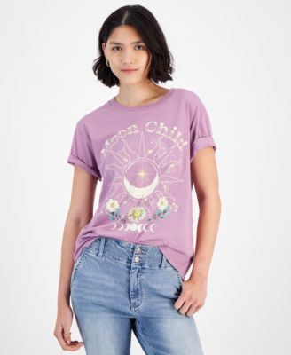 Love Tribe - Juniors' Cotton Moon Child Crewneck T-Shirt