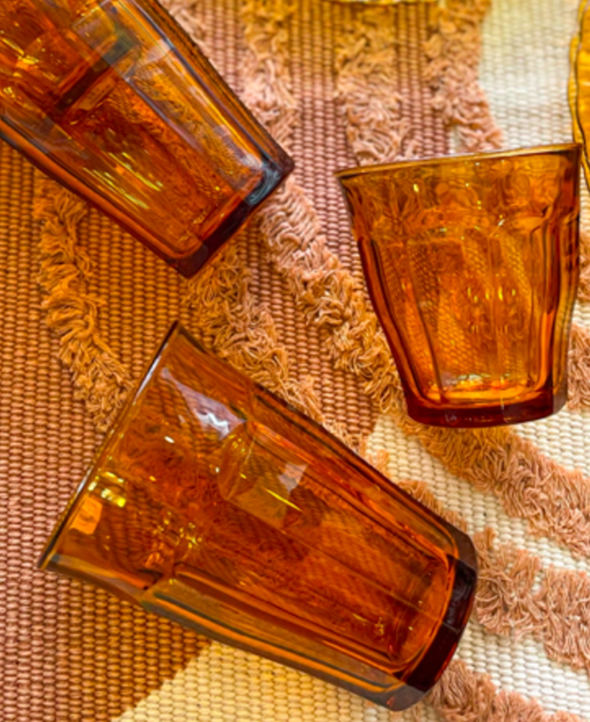 Duralex Set Of 6 Picardie Tumbler Highballs In Tangerine