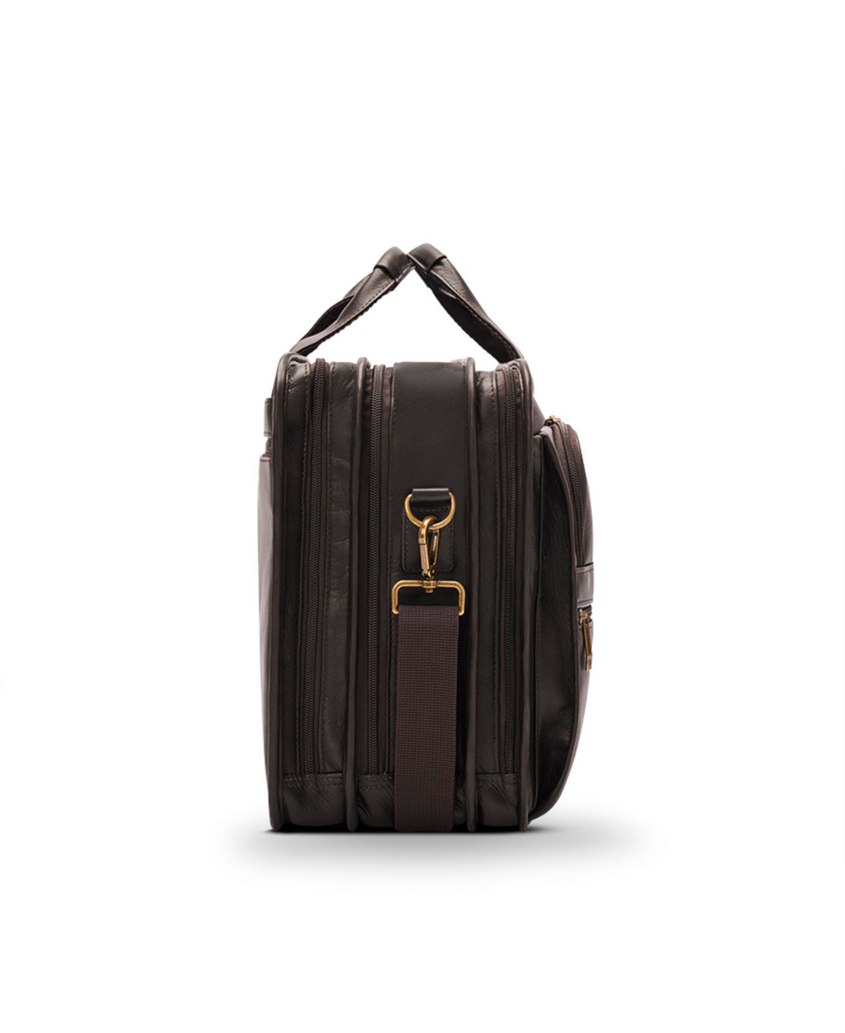 Shop Solo New York Classic Leather Briefcase In Dark Brown