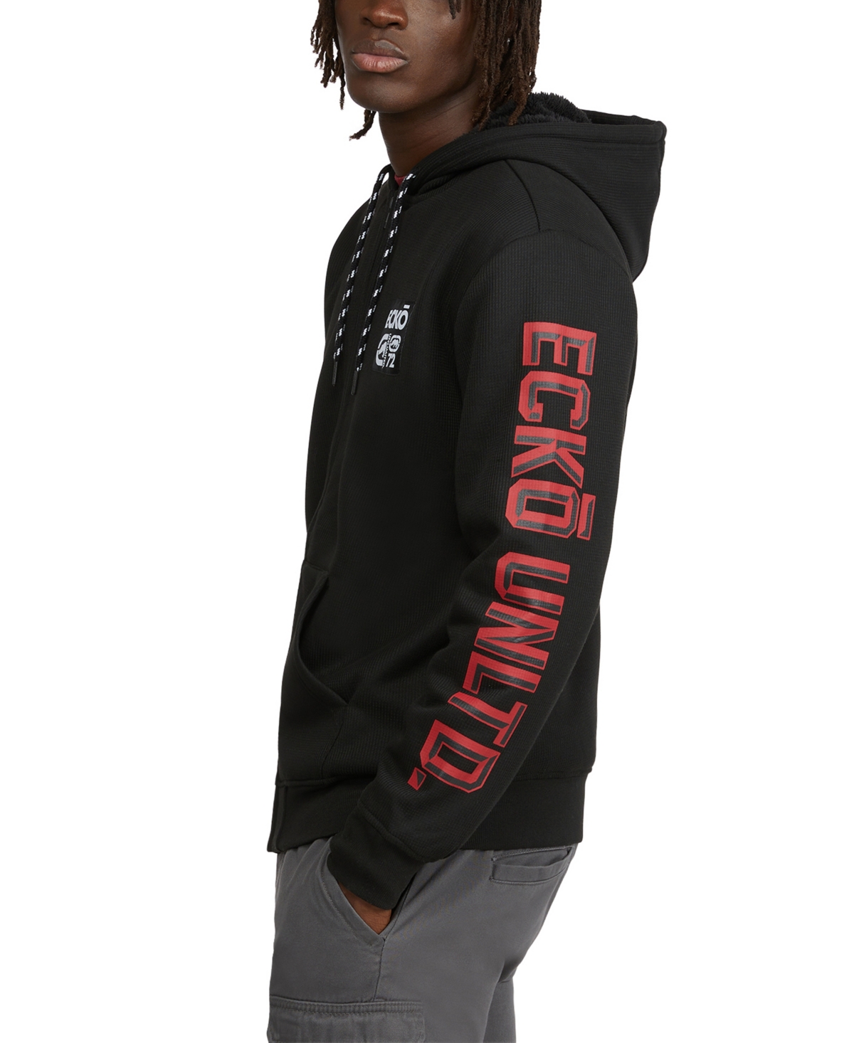 Shop Ecko Unltd Ecko Men's Dimensional Thermal Sherpa Hoodie In Black