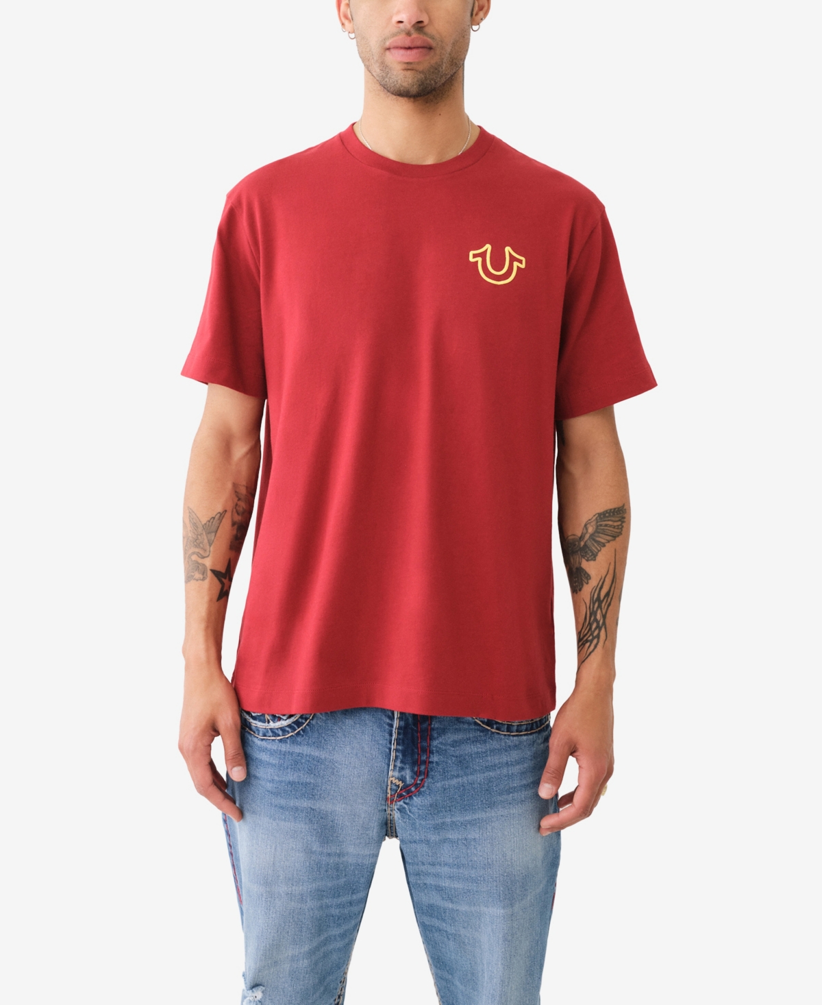 Men's Short Sleeve Relaxed Overseam Puff Tee - Red