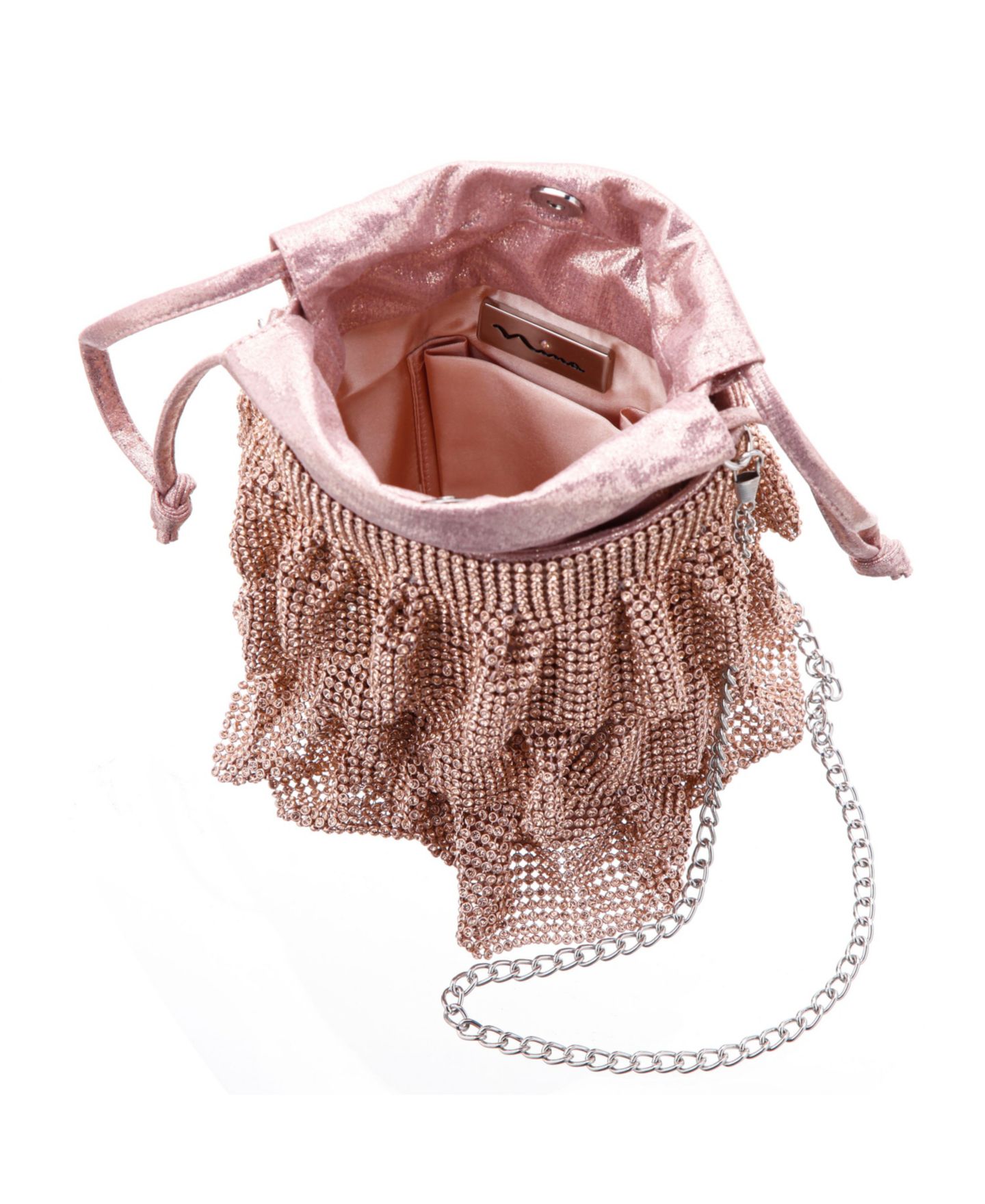 Женская сумка Nina 4 Tired Crystal Mesh Pouch, цвет: Розовый золотой — фото 4