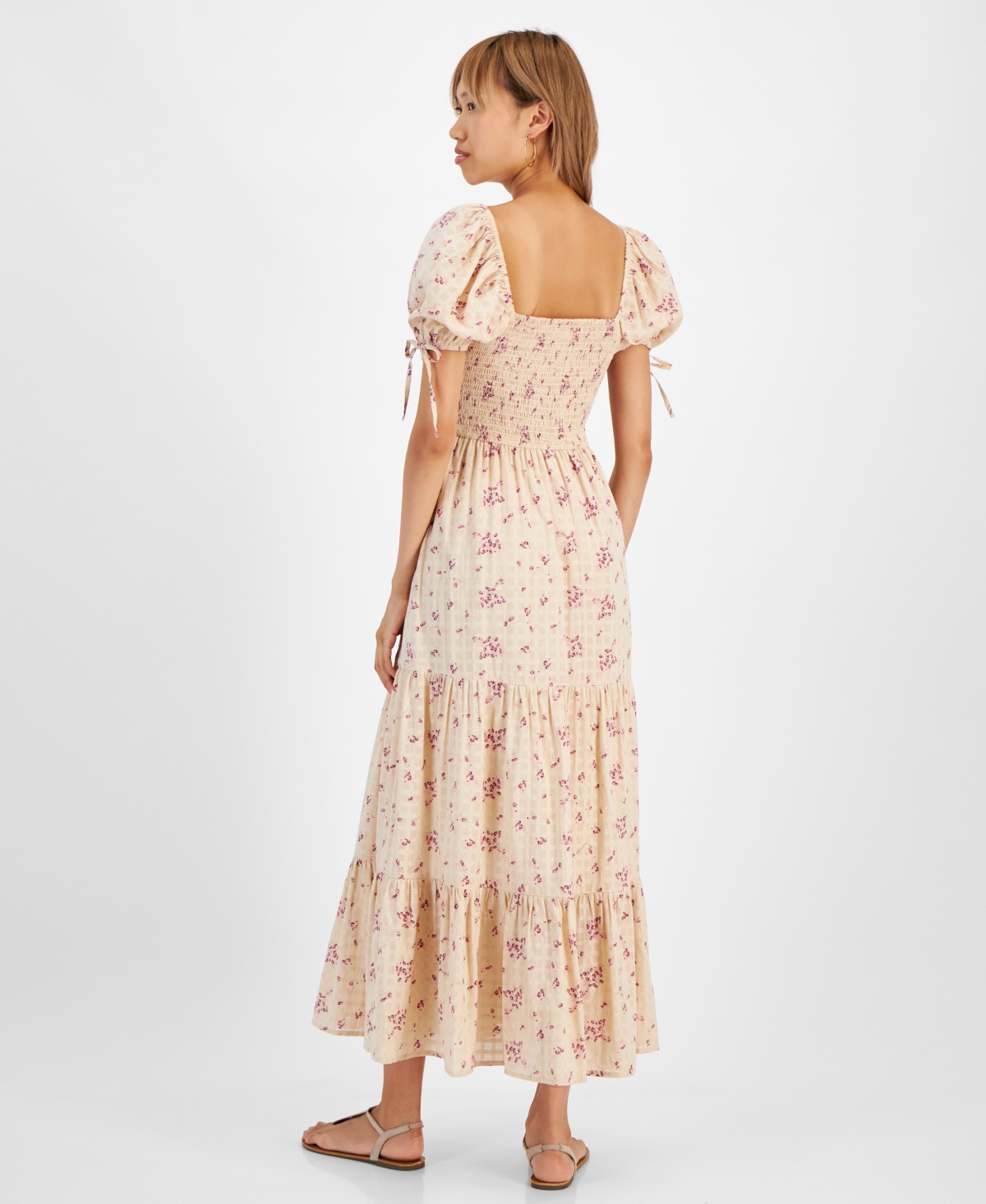 And Now This Women's Cotton Scoop-Neck Puff-Sleeve Maxi Dress, Created for Macy's