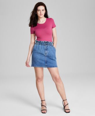 And Now This - Women's High-Rise Paperbag Mini Skirt