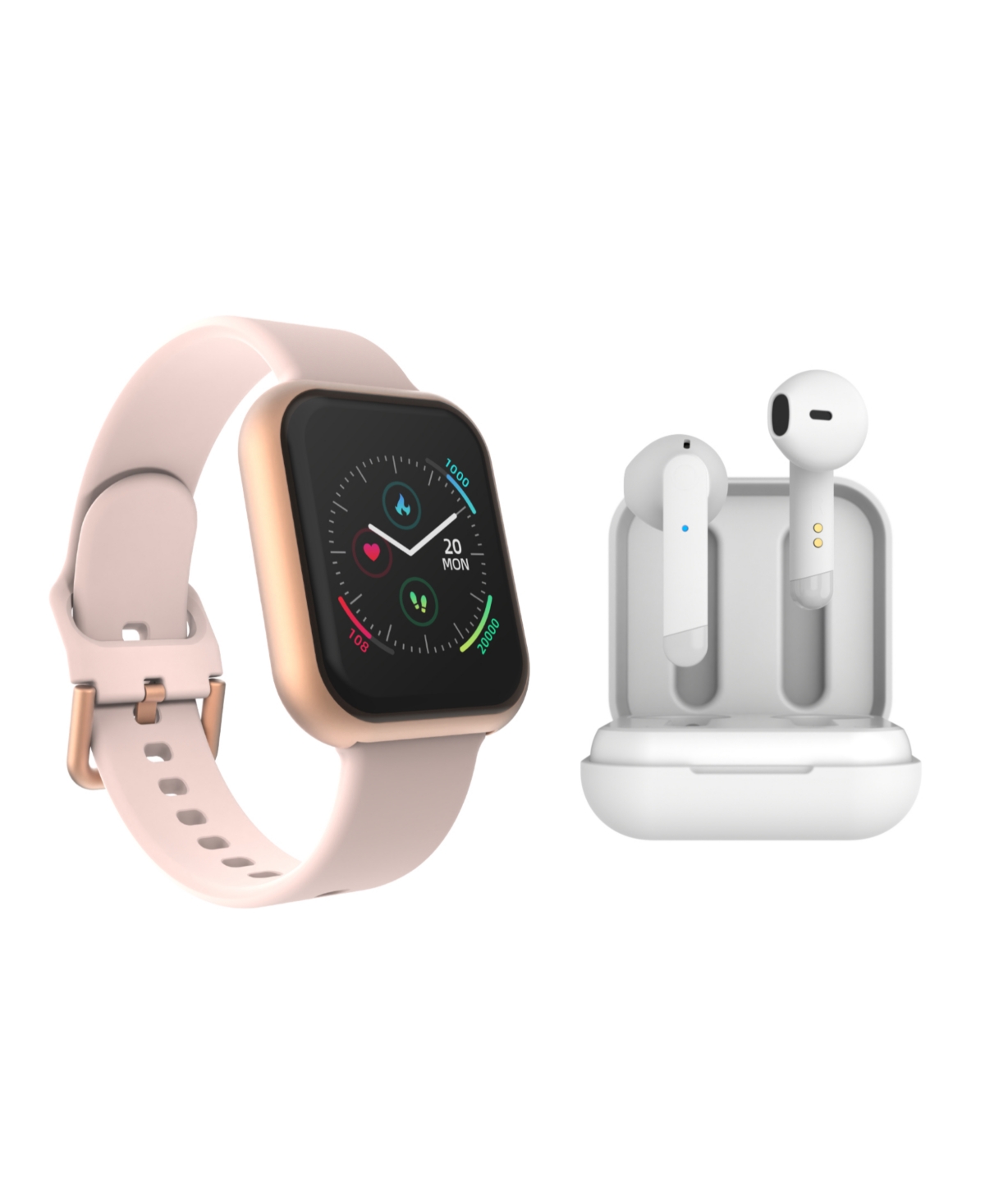 Shop Itouch Air 3 Unisex Blush Silicone Strap Smartwatch 40mm With White Amp Plus Wireless Earbuds Bundle